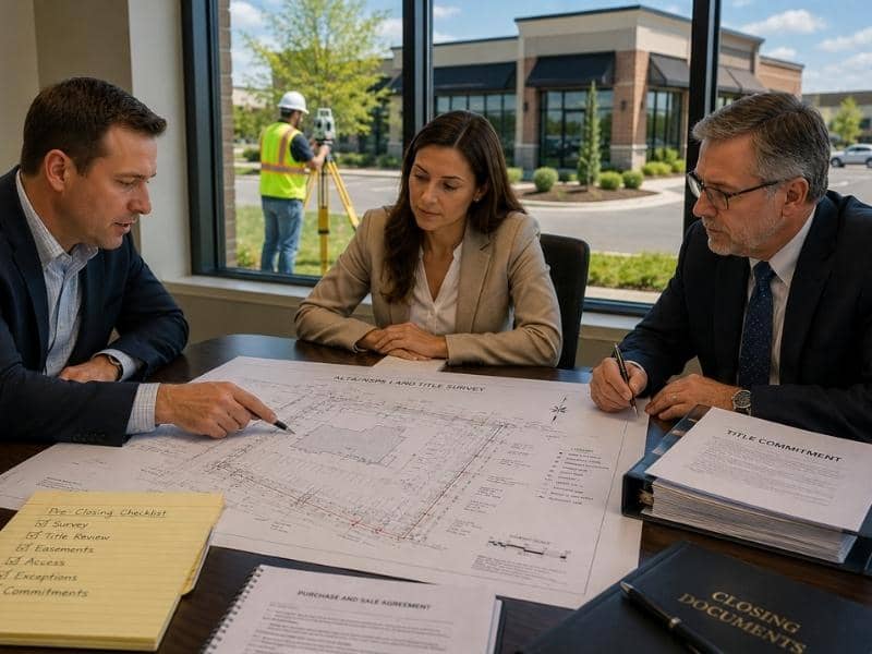 Order an alta title survey before closing - Maxwell Land Surveying Order an ALTA title survey before closing by reviewing survey and title documents with real estate professionals before a property transaction.